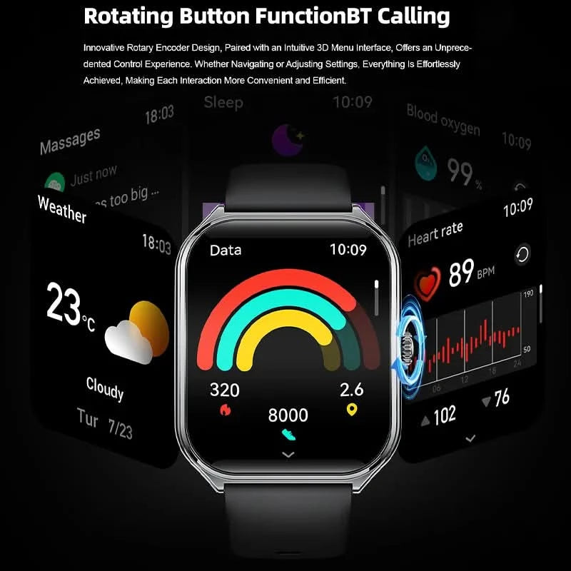 New Ultra Thin Smart Watch men 1.96" AMOLED 360*360 HD Pixel Display Always Show Time Call Reminder Smartwatch Ladies For huawei - M & M Global