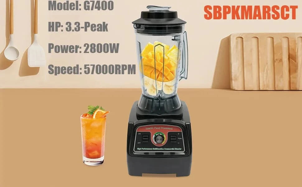 Commercial Stirrer, 2800W 57000RPM 3.9L Heavy Duty Stirrers Professional Countertop Stirrer Home High Speed Smoothie & Shakes St - M & M Global