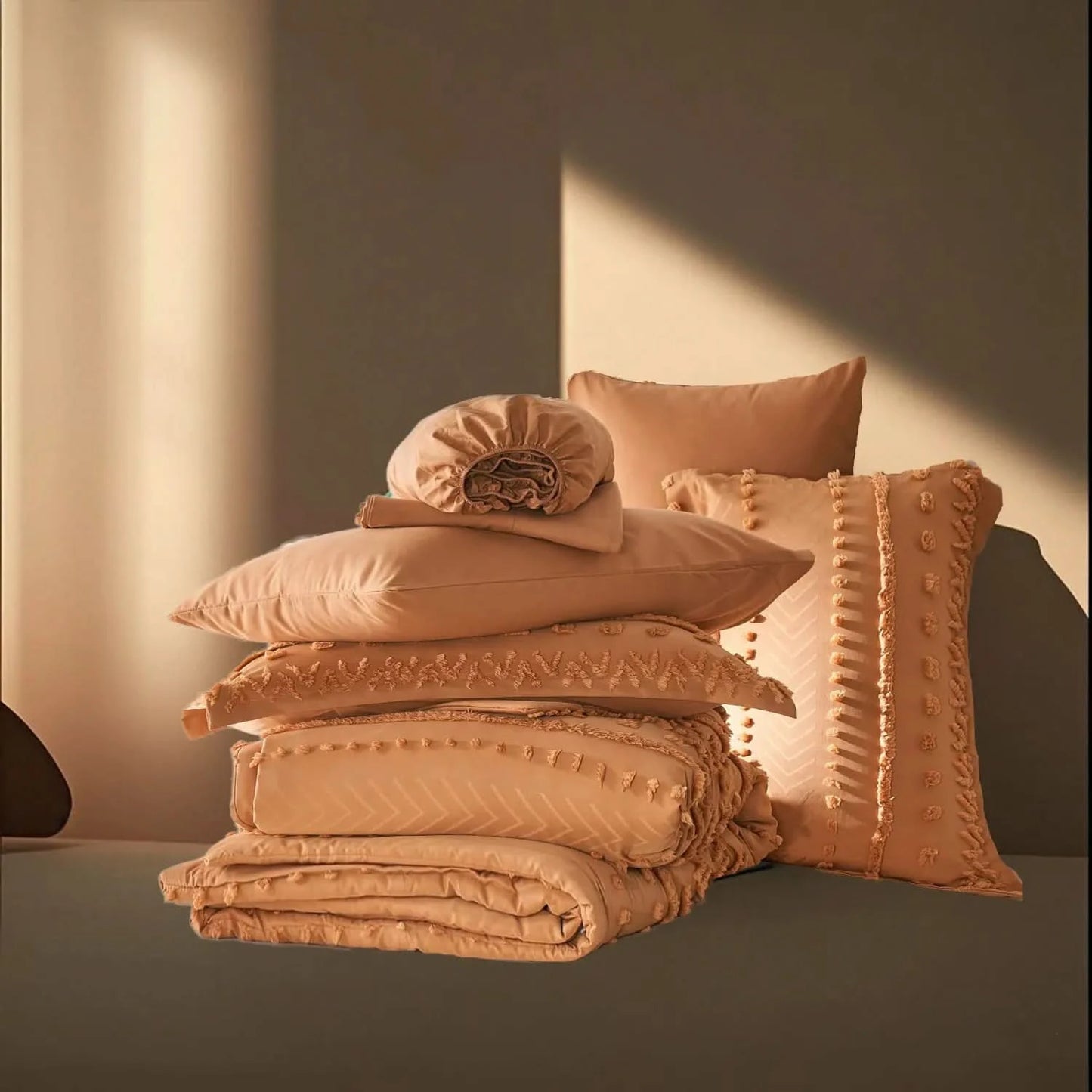 7-Piece Tufted Comforter Set – Soft All-Season Bedding Set with Decorative Pillows, Stylish Bed Set for Bedroom Decor, Ideal Gift for Any Occasion