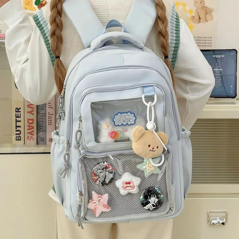 Japanese Style Kawaii Backpack Girls Transparent Ita Bag Women Large Capacity Backpack Fashion School Bag for College Student JK - M & M Global