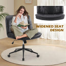 JHK PU Leather Cross Legged Office Chair with Wheels Armless Desk Chair Height Adjustable Swivel Wide Seating for Home Bedroom