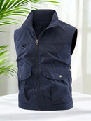 2025 Plus Size Vest Jacket for Men Summer New Sleeveless Jacket Waistcoat for Hiking Camping Fishing Wear Vests Big Pockets