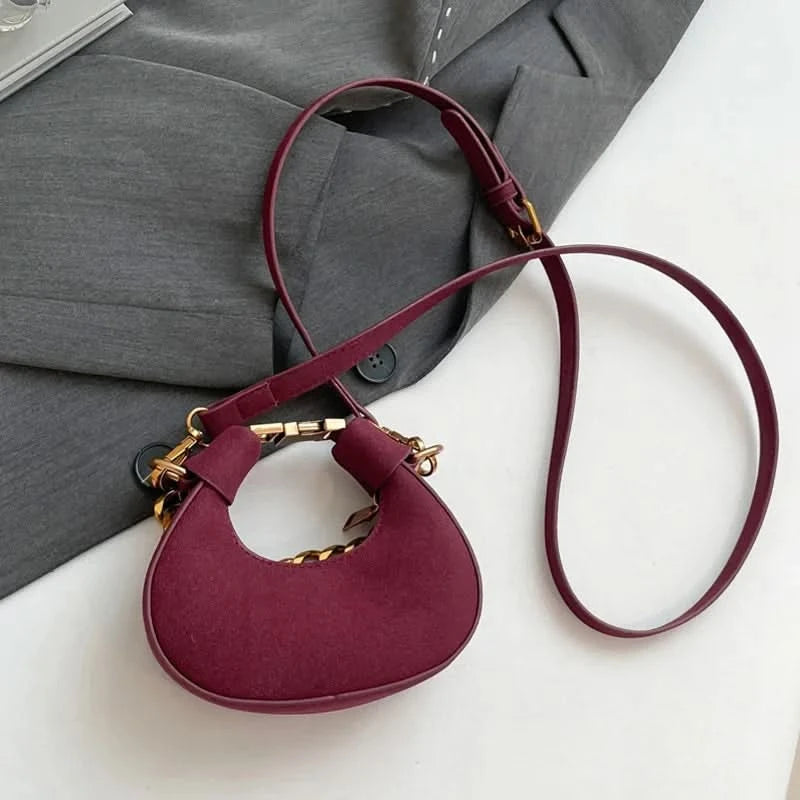 Mini Semicircle Saddle Crossbody Bag For Women Luxury Lemon Color Handbag Half Moon Bag Fashion Chain Lady Cross Body Bag - M & M Global