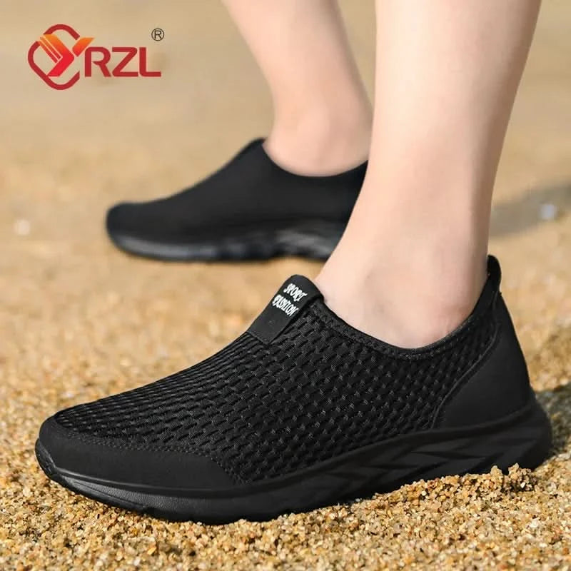 YRZL Men's Sneakers Breathable Mesh Men Casual Shoes Outdoor Non-Slip Big Size Loafers Walking Lightweight Male Tennis shoes - M & M Global