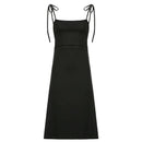 Fashion Strappy Ruched Sexy Black Dress Irregular Elegant Backless Long Dress Party Summer Dresses Women Clothes Vintage Dress - M & M Global
