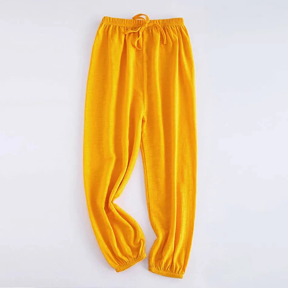 Boy Girl Breathable Bamboo-Cotton Long Pants for Children Unisex Style Elastic Waist Summer Sleepwear Kids Nightwear Trousers - M & M Global