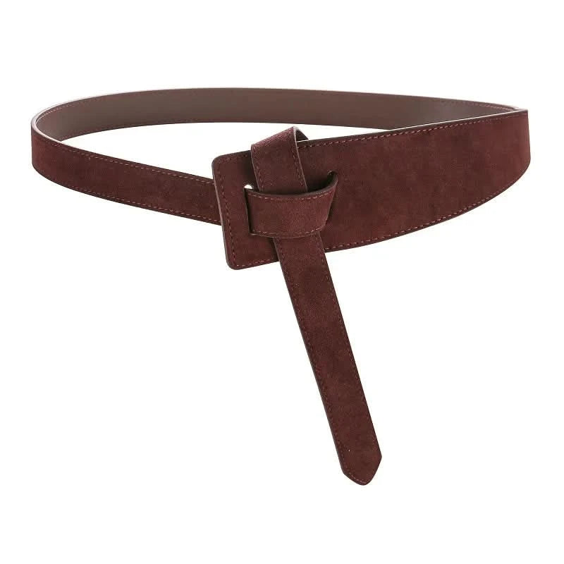 Knotted Belts for Women Belt Lady Waistband Soft Genuine Leather Suede Cowhide Waist Belt Straps Long Dress Coat Accessories - M & M Global