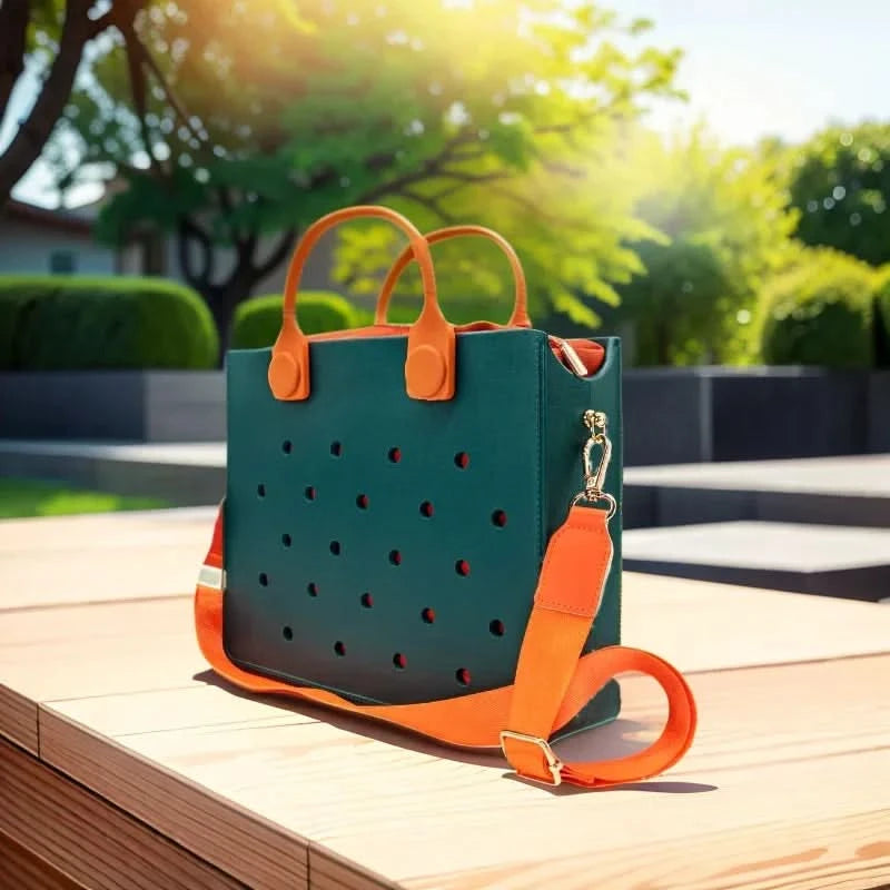 The orange guy Purple Women Fashion New EVA Punched Handbag Casual Waterproof Travel Tote Bag Fit Charms Outdoor Beach Bags - M & M Global