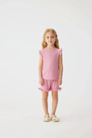 2024 Summer Hot selling Little Girl Daily Casual Clothing Minimalist Little Girl Polyester Set Cool Sleeveless Shorts Set Girl - M & M Global