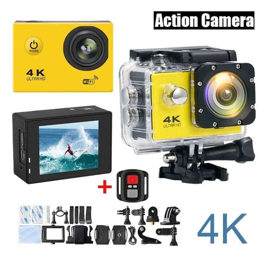 Action Camera 4K WiFi 2.0-inch Screen Waterproof 170D Underwater sports video cameras for motorcycle helmet Outdoor Sport Cam - M & M Global