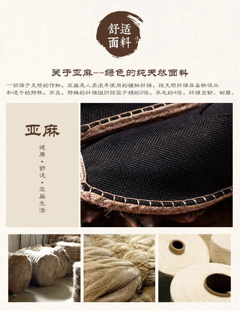 Women Sewing Flax Shoes Slip on Loafers Casual Shoes Man Espadrilles Hemp Canvas Flat Shoes Plus Size Fisherman Driving Footwear - M & M Global