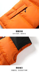Men's Vest Jacket Autumn Winter Parkas Oversize Stand Collar Zipper Pockets Orange Windbreaker Waistcoat Plus Size Same