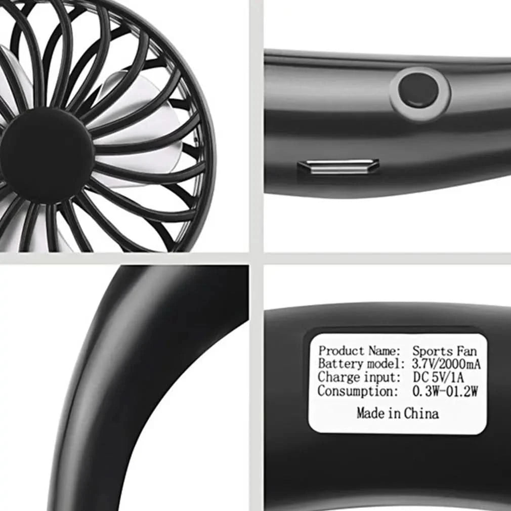 USB Charging Lazy Neck Fan Rechargeable Practical Wearable Sports Fan Convenient Outdoor Indoor Portable Fan - M & M Global