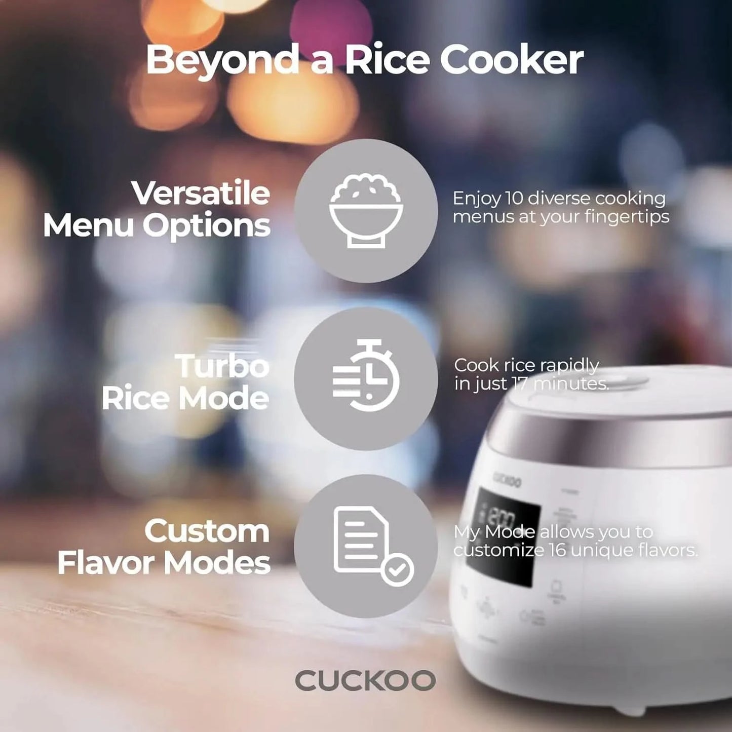 Heating Pressure Cooker & Warmer - 12 built-in programs, Glutinous (white), Mixed, Brown, GABA rice, and more, 10 cups - M & M Global