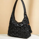 Vintage large capacity plaid shoulder women's bag 2024 autumn/winter new leisure handbag commuter Tote bag - M & M Global