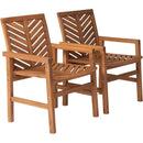 2 Piece Outdoor Patio Chevron Wood Chair Set All Weather Backyard Conversation Garden Poolside Balcony, Set of 2