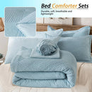 solid striped check Comforter set, soft microfiber, lightweight and breathable, easy to care for - bedding set for all seasons