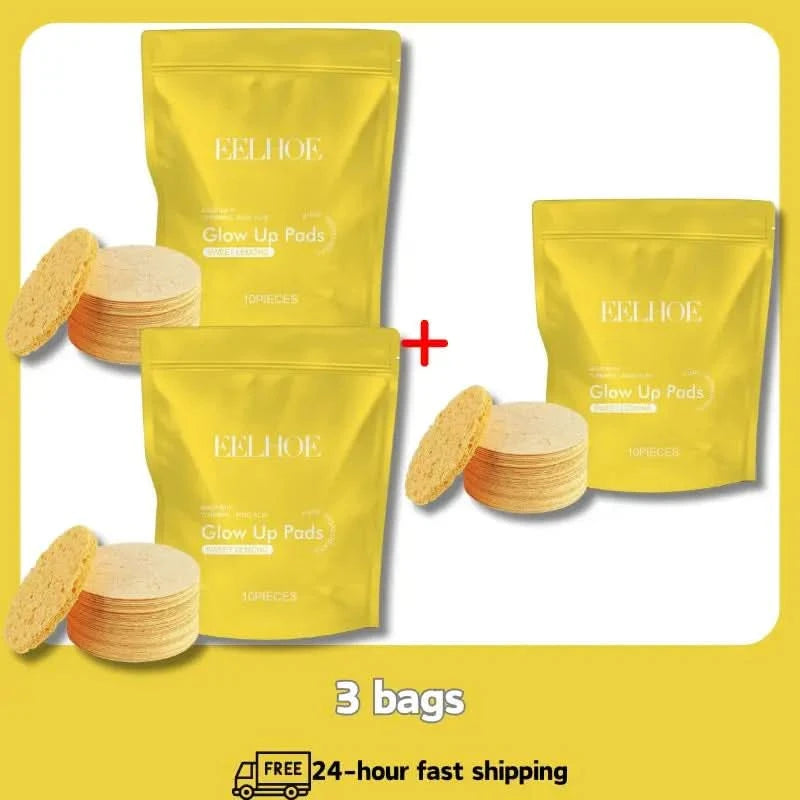 Turmeric Kojic Acid Cleansing Pads Exfoliating Pads Facial Sponges Removes Dirt Cleansing Exfoliating Daily Cleansing Skin Care - M & M Global