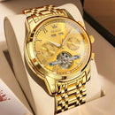 OLEVS Men's Watches Automatic Mechanical Business Wristwatch Waterproof Stainless Steel Strap Watch for Man Skeleton Calendar - M & M Global