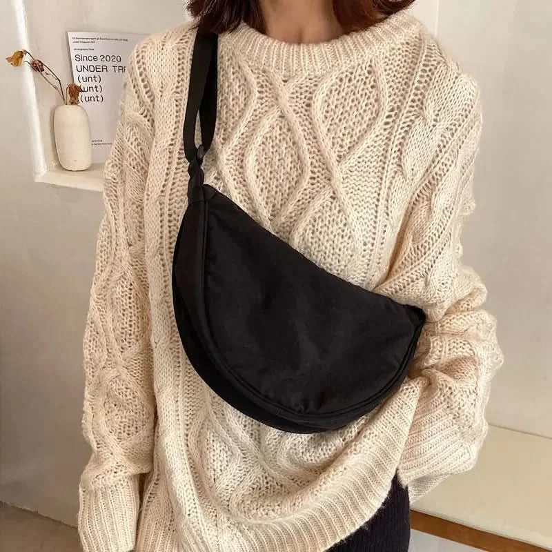 Simple Design Women's Messenger Bag Fashion Ladies Nylon Hobos Small Shoulder Bags Vintage Female Girls Purse Cloth Handbags - M & M Global