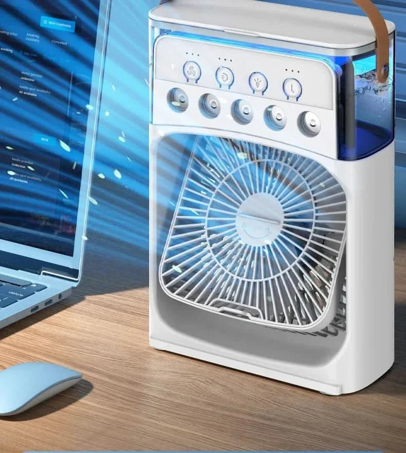 Portable 3 in 1 Mini AC Air Cooler Fan Humidifier with LED Light for Home Office Bedroom Camping Cooling - M & M Global