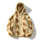 Thickened Hooded Casual Sweatshirt Women's Plush Pocket Cartoon Bear Zipper Pocket Sweatshirt Comfortable Korean Style Long S...