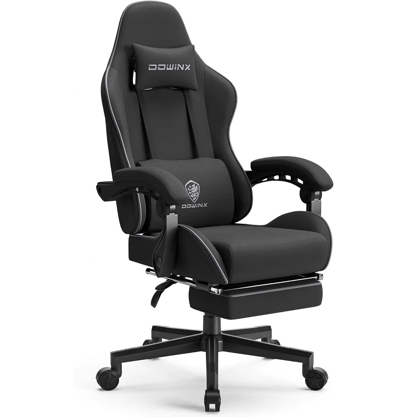Dowinx Gaming Chair Fabric with Pocket Spring Cushion,Game Chair Cloth with Headrest, Ergonomic Computer Chair with Footrest