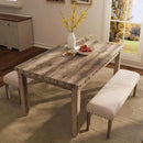 Rustic Dining Table, Farmhouse Kitchen Dining Chairs , Charming 60" Rectangular Wooden Table& Upholstered