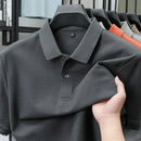 100% pure cotton boutique short sleeved high-end men's polo shirt summer high-quality solid color topsbusiness casual T-shirt