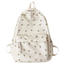 Student School Backpack Floral White School Bags For Teenage Girls Cute Women's Backpack Book Bag Nylon Rucksack - M & M Global
