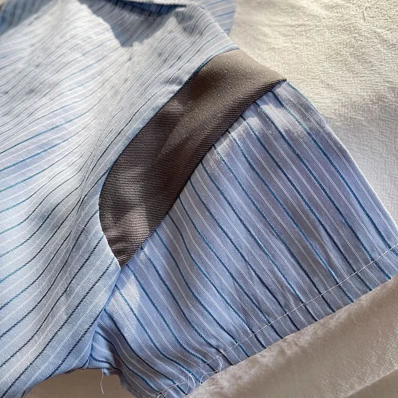 Fashion Clothes Summer Kids Boys Girls Causal Strips Shirt Shorts 2Pcs/Set With Tie Toddler Baby Clothing Infant 0-5 Years - M & M Global