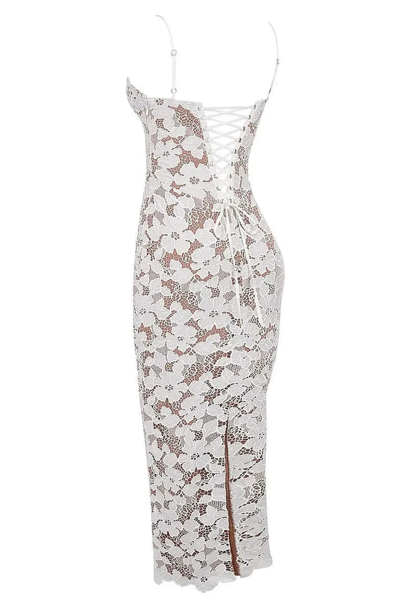 Mozision Floral Embroidery Sexy Maxi Dress For Women Fashion Spaghetti Strap Sleeveless Backless Lace-up Club Party Long Dress - M & M Global