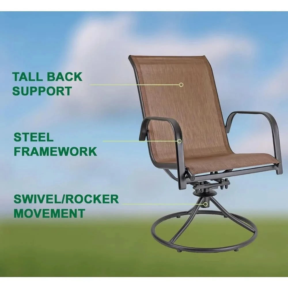Swivel Outdoor Rocker Chairs with 360° Swivel & Rocking Motion, Weather-Resistant Fabric & Powder-Coated Steel Frame