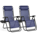 JHK Zero Gravity Set of 2 Portable Recliner Camping Patio Outdoor Garden Lounge Chair with Cup Holder Trays Adjustable Pillow