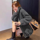 Fashion Women Winter Warm Double Coral Fleece Overcoat Solid Soft Plush Stand Collar Coats Ladies Long Sleeved Zipper Outerwears