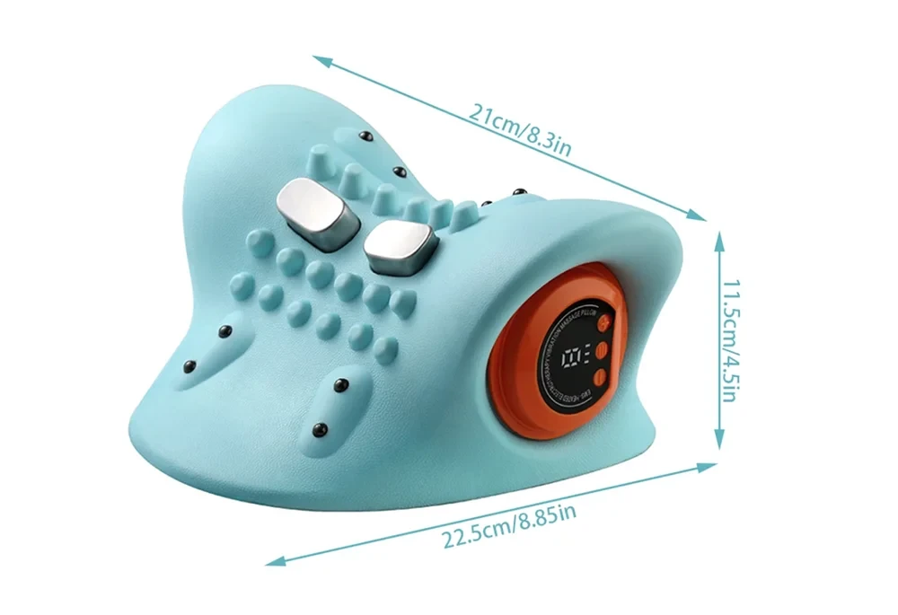 Portable EMS Neck Massager With Heat Low-Frequency Pulse Neck Cervical Spine Traction Relaxer Massage Pillow With Remote Control - M & M Global
