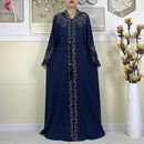 New Muslim Abayas For Women Long Sleeved Dress Dubai Lady Elegant Long Dress Islam Clothing African Abaya Loose Robe With Turban - M & M Global