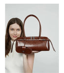 Genuine Leather Women's Baguette Bag Niche Retro Motorcycle Trend Cool belt Handbag New Luxury Design Shoulder Underarm Bag - M & M Global