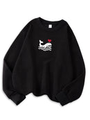 Casual Women's Sweatshirts Kawaii Bow Graphic Prints Pullover Comfortable Warm Oversize Hoodie Autumn Fleece Soft Female Clothes