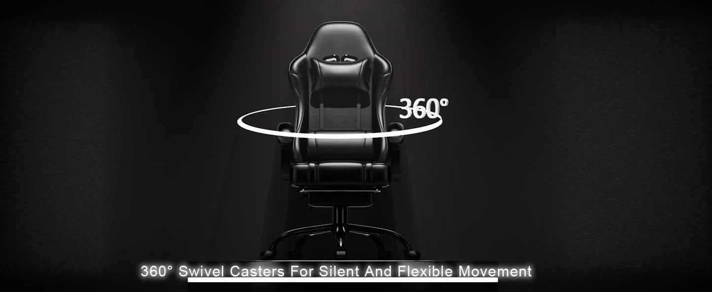 Ergonomic Gaming Chair Recliner, PU Leather Racing Game Chairs for Adults, Executive Office Chair Gamer Chair with Massager