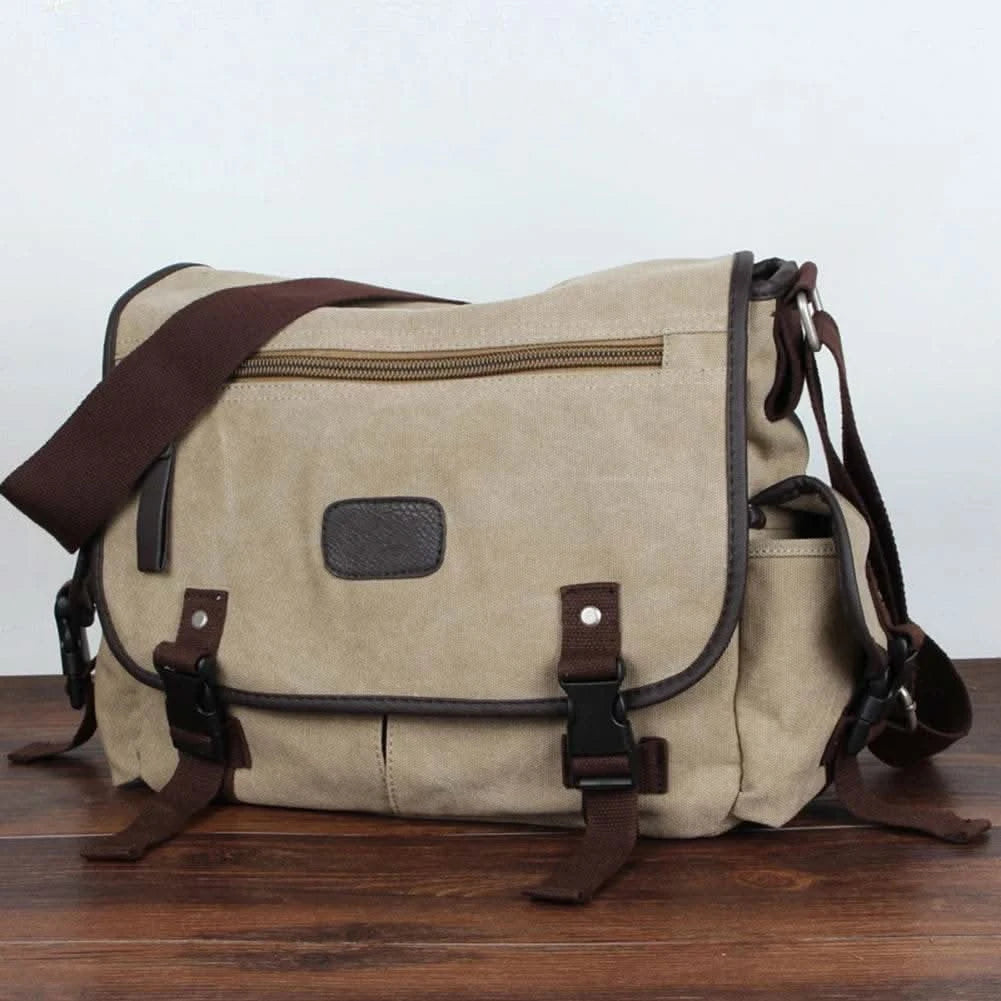 Classic Men Shoulder Bag Men's New Canvas Messenger Bag Outdoor Leisure Travel Multi Pockets Satchel Handbags Men's Designer Bag - M & M Global