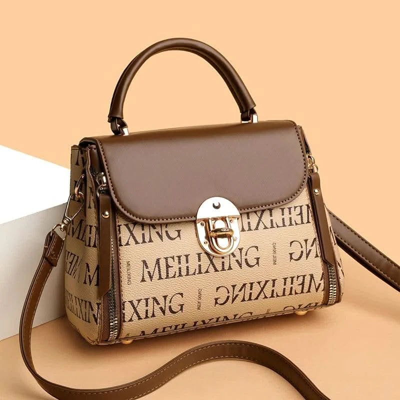 Bags for Women, Printed Fashionable Hand-Held Locks, Commuting Small Square Bag, Fashionable and Versatile Shoulder Crossbody Ba - M & M Global