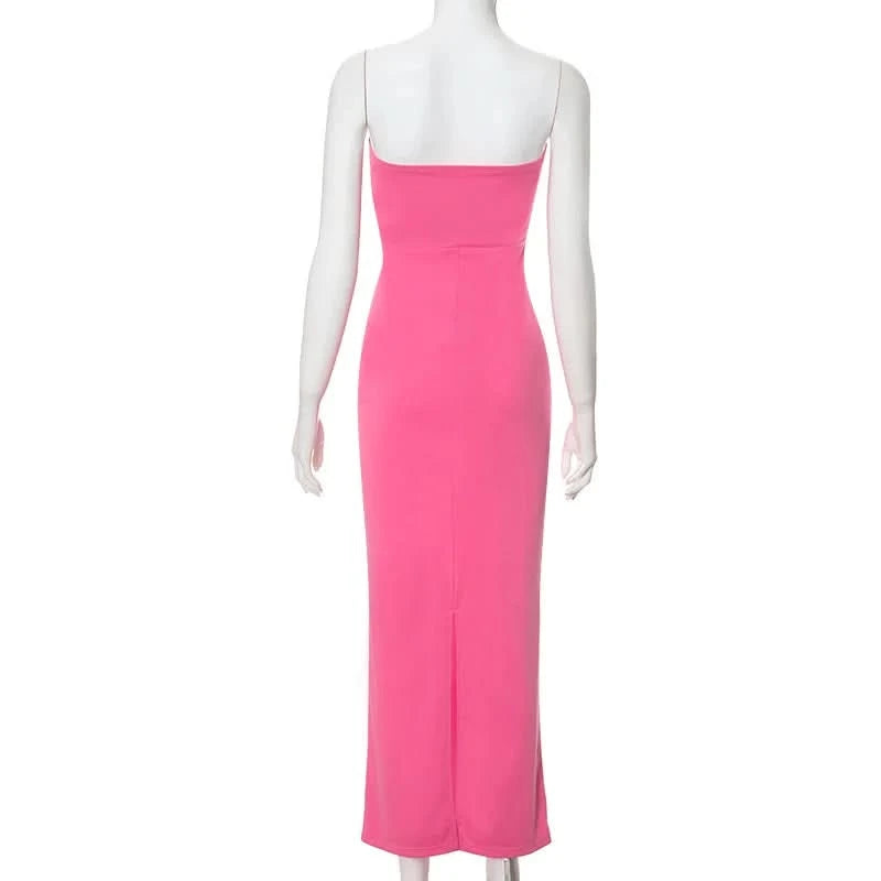 Tossy Tee Bow Off-Shoulder Slim Long Dress For Women Patchwork Fashion Elegant Hollow Out Backless Clothes Female Party Dress - M & M Global