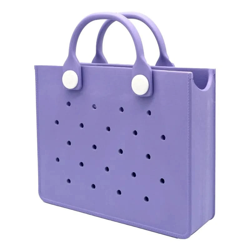 The orange guy Purple Women Fashion New EVA Punched Handbag Casual Waterproof Travel Tote Bag Fit Charms Outdoor Beach Bags - M & M Global