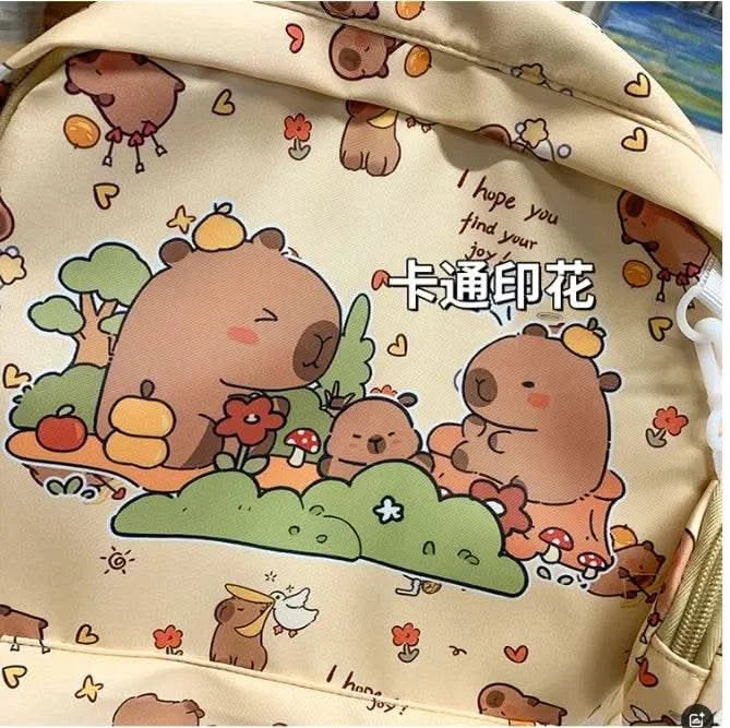 Cute Capybara Backpack for Girls Boys Student Teenager Children's Rucksack Women Cute Casual School Bags Kids Birthday Gift Toy - M & M Global