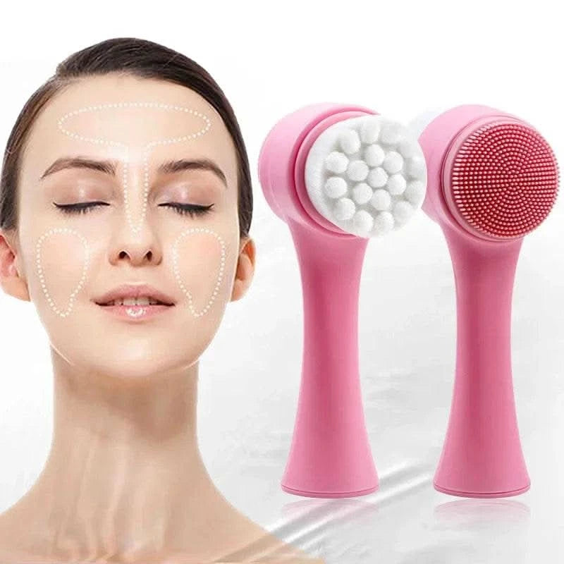 3D Bilateral Silicone Facial Cleanser Manual Massage Facial Brush Soft Bristles Silicone Double-Sided Face Brush Cleaning Tools - M & M Global