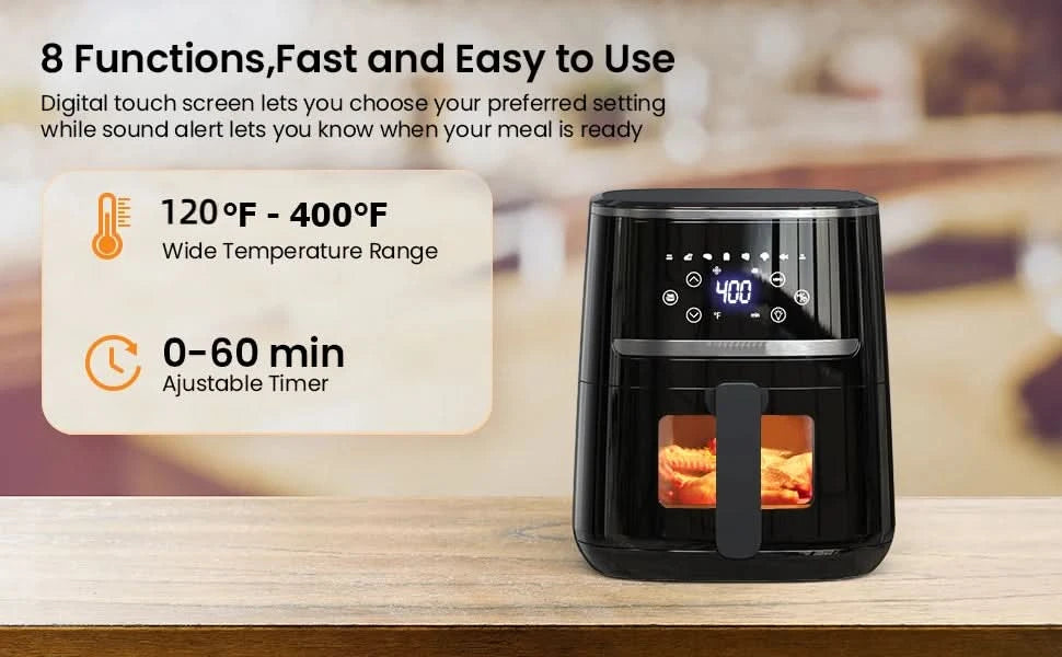 Adoolla Air Fryer Oven 5 Qt Large Oil Free Touch Screen 1500W Mini Oven Combo with 7 Accessories, One-Touch Digital Controls, No - M & M Global