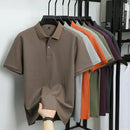 100% pure cotton boutique short sleeved high-end men's polo shirt summer high-quality solid color topsbusiness casual T-shirt