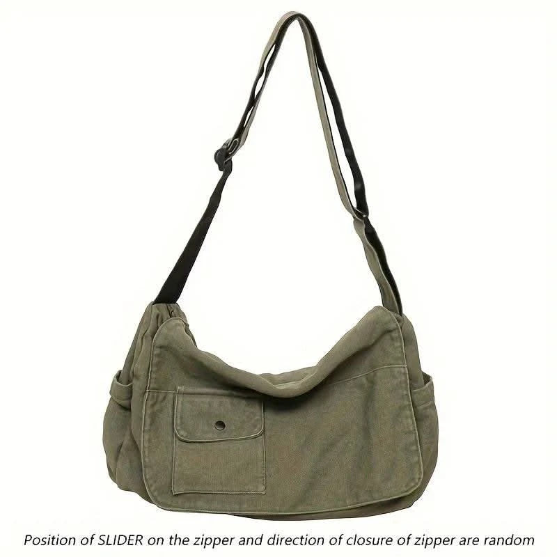 Casual Canvas Messenger Bag Versatile Flip Large Capacity Shoulder Book Bag For Student Adjustable Crossbody Bag For Men Women - M & M Global