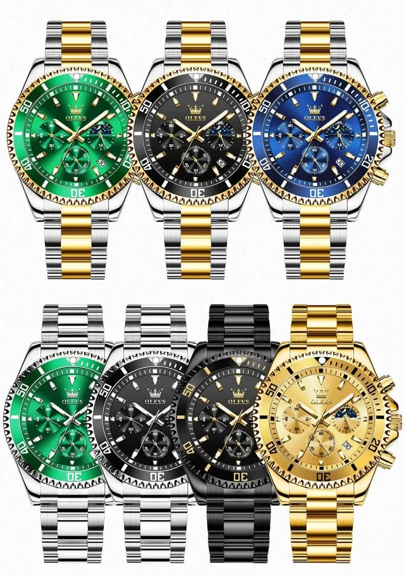 OLEVS Watches For Men Classic with Date Dress Luxury Big Face Waterproof Luminous Men's Wrist Watch Stainless Steel Men Watch - M & M Global